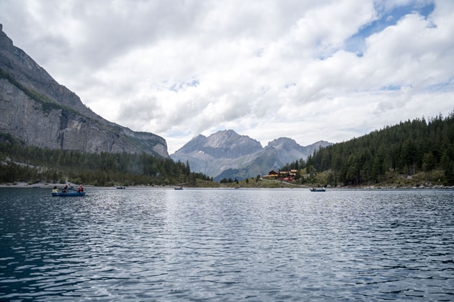 Rowing a boat on Oeschinensee 