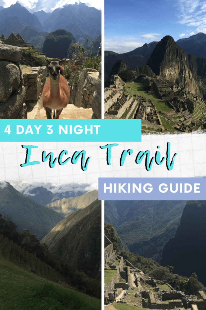 4 Day 3 Night Inca Trail review with photos. What food to eat and drink on the Inca Trail and how to hike the Inca Trail are some of the questions that are answered. Photo of Machu Picchu and a llama on at Machu Picchu