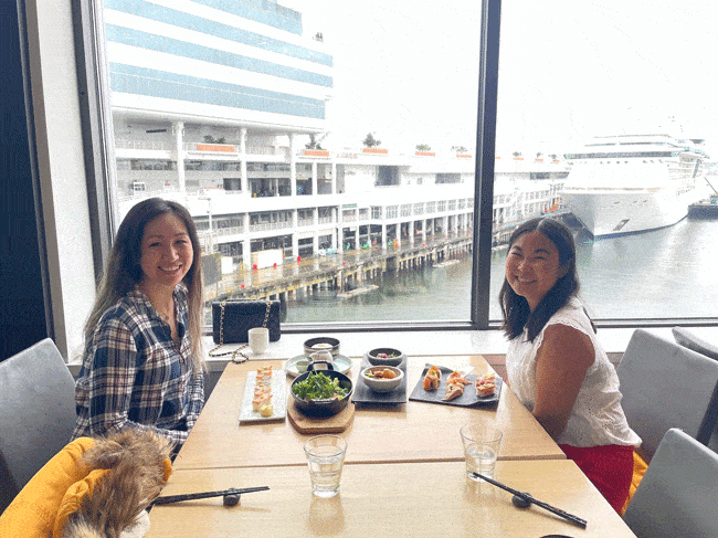 Miku Sushi lunch with view of harbor in Vancouver