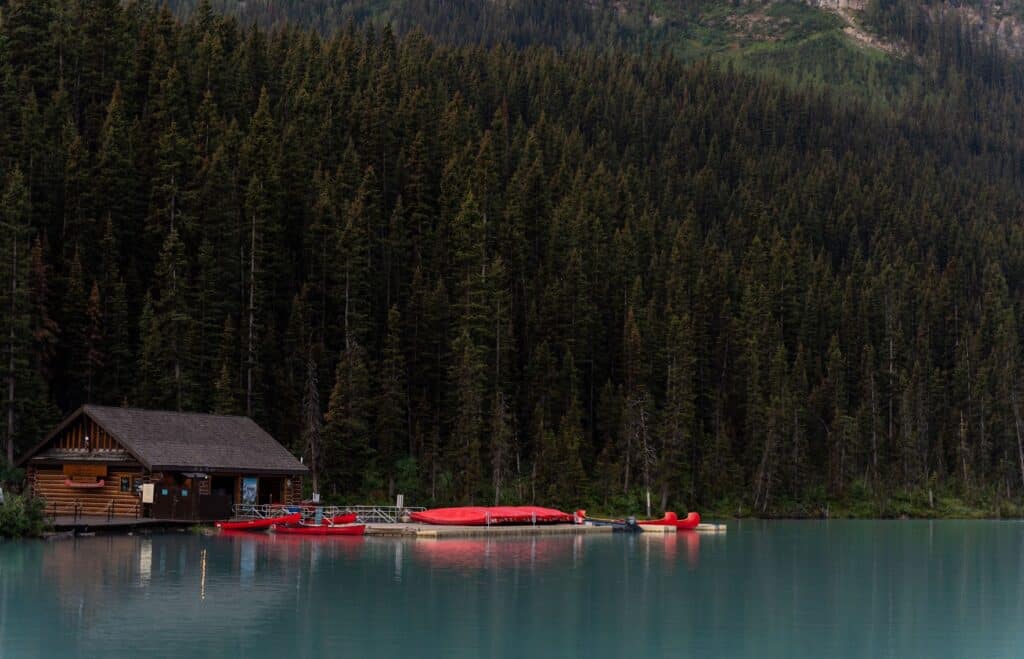 Lake Louise boat house in Banff for your Banff itinerary