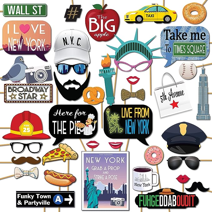 New York City themed gift guide with NYC photo booth props