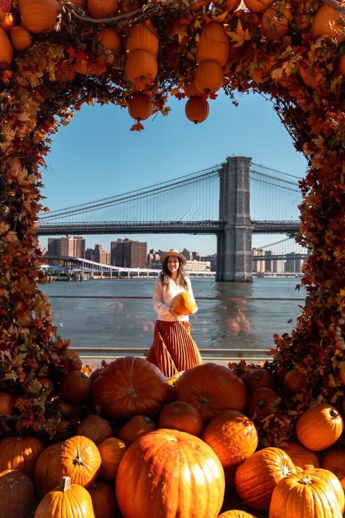New York City During Fall | Pier 17 Pumpkin Arch