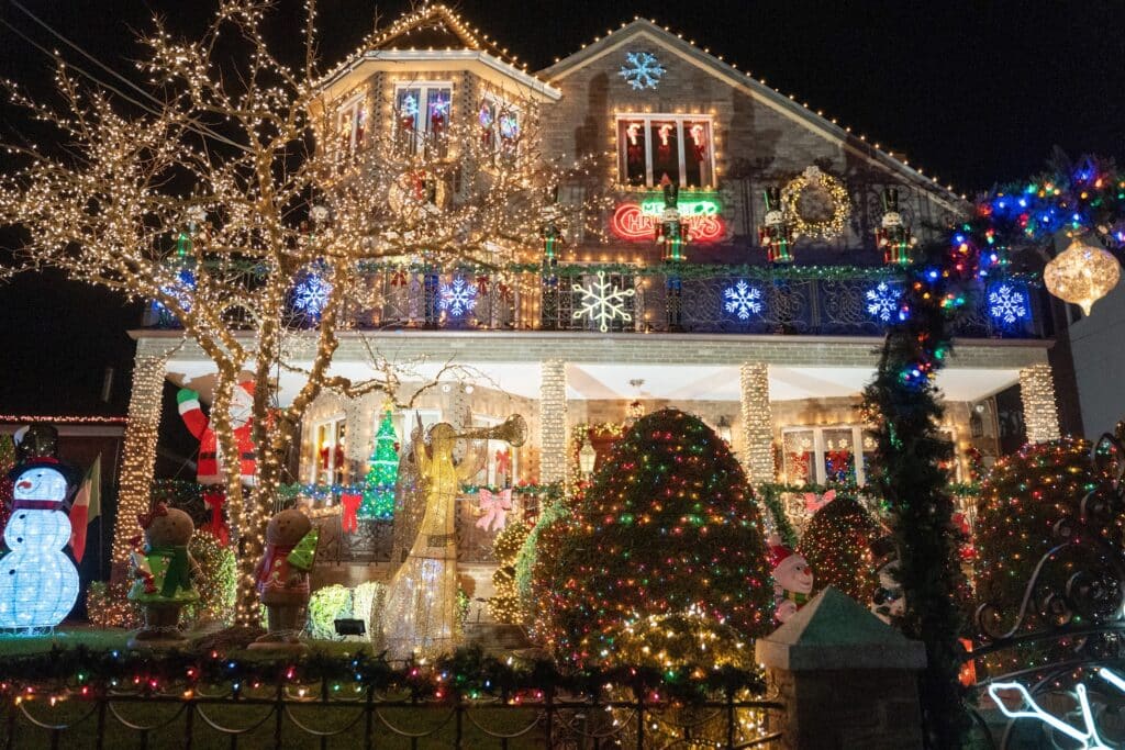 Holiday decorations in Dyker Heights