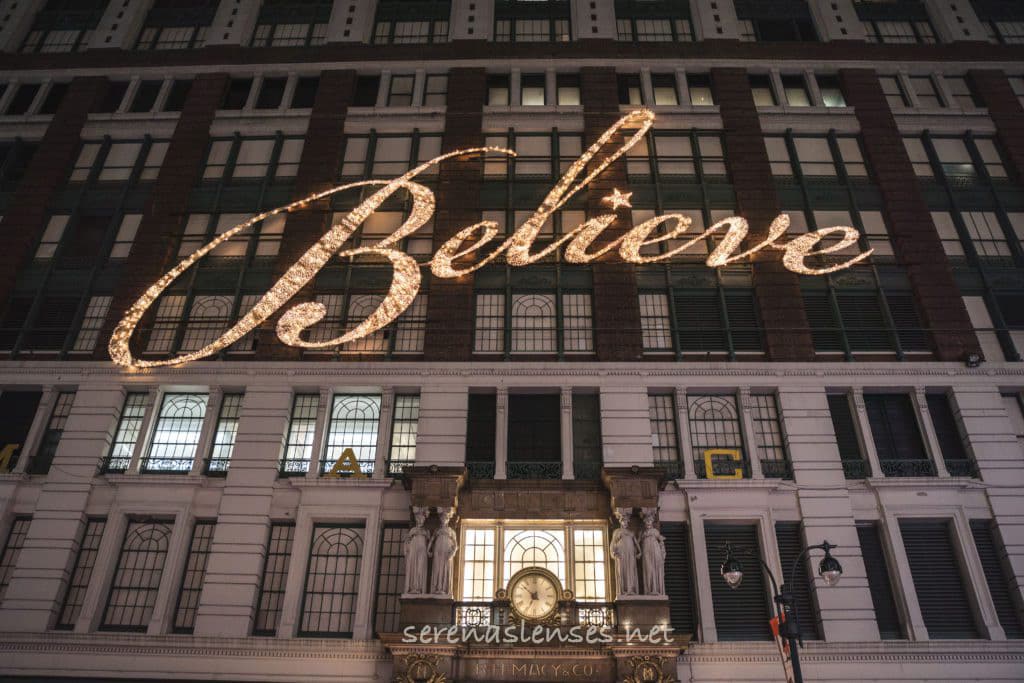 Christmas in NYC Macys Believe Sign and the most instagramm
